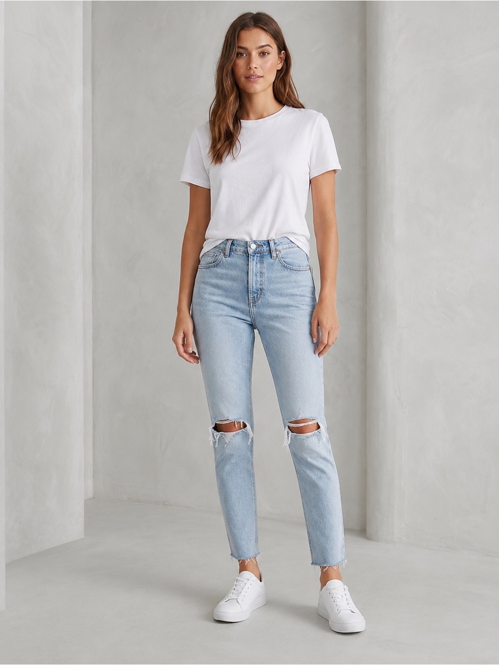 Zara light blue ripped jeans 4 6688/034